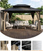 10' X 12' Hardtop Gazebo, Aluminum Frame Outdoor Patio Gazebo with Netting and Curtains, Outdoor Hardtop Gazebos, Patio Pergolas with Double Metal Roofs for Backyard, Patio, Deck, Sandstone