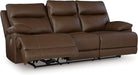Vonryan Modern Leather Match Power Reclining Sofa with USB Ports, Dark Brown