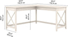 Bush Furniture Key West 60W Modern Farmhouse L Shaped Desk in Linen White Oak | 60-Inch Corner Table for Home Office