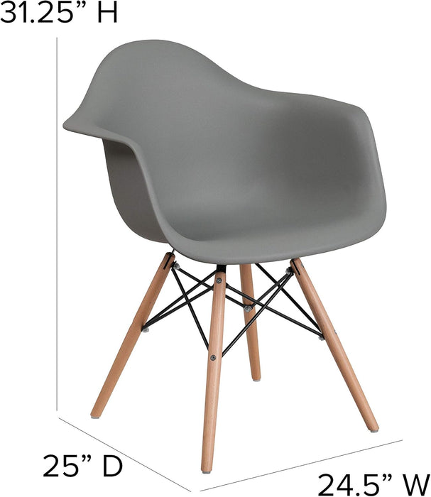 Alonza Series Moss Gray Plastic Chair with Wooden Legs