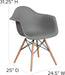 Alonza Series Moss Gray Plastic Chair with Wooden Legs