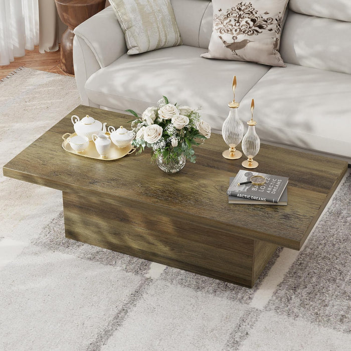Farmhouse Coffee Table, 47.25" Modern Center Tables Wood Cocktail Table, Scratch-Resistant Accent Table with Sturdy Frame for Living Room, Home Office & Lounge