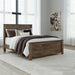Signature Design by Ashley Trinell Casual Queen Panel Bed with Metal Slats and Nailheads, Foundation or Box Spring Needed, Dark Brown