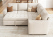 Beige Modular Sleeper Sectional Sofa With StorageBin