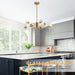 8-Light Globe Sputnik Chandelier Modern Gold Sputnik Chandelier Mid Century Globe Pendant Light Brushed Brass Finished with Clear Glass Lampshade Chandeliers for Kitchen Bedroom