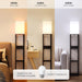 Floor Lamp with Shelves,Modern Dimmable Solid Wood Standing Lamp with 1 Drawer and 2 USB Ports & 2 Power Outlet,Corner Tall Bookshelf Lamp for Living Room and Bedroom(Black)