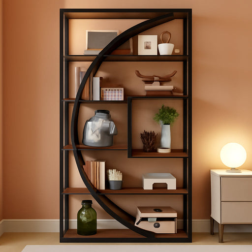 Rustic Brown 70.8-Inch Tall 5-Tier Etagere Bookshelf