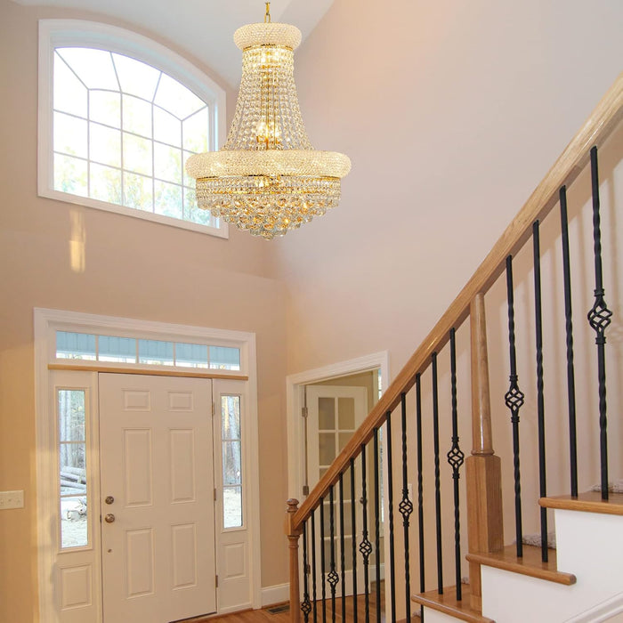 12 Light Empire Crystal Chandelier Goldtone Finish