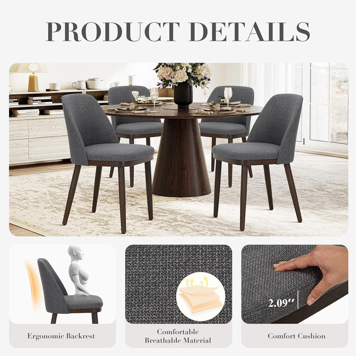 Upholstered Dining Chairs Set of 2, Modern Kitchen Side Chairs with Open Back for Dining Room Restaurant, Grey