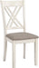 Home Furnishings - Fortress - Wood - 7-Piece Rectangular Dining Table Set – Farmhouse Style with Double-Cross Back Armless Side Chairs - Dining Room - Vintage White, Chestnut Brown - 190721