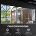 11' X 11' Outdoor Gazebo Arc Patio Gazebo Canopy Shelter with UV Protection, Curtains, Church Windows, Double Roof, Galvanized Steel Frame for Lawn, Backyard and Deck, Dark Gray