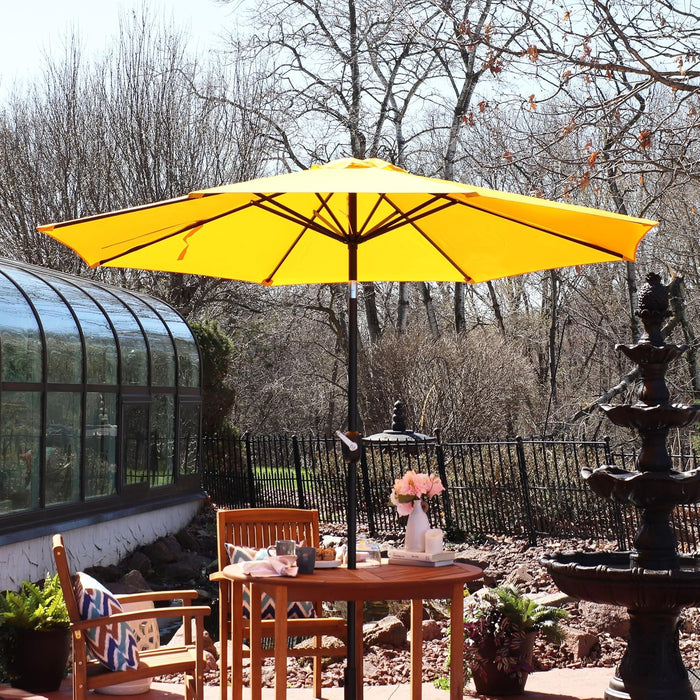 Sunnydaze Outdoor Patio Umbrella with Tilt & Crank, Gold, 9Ft