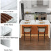63" Large Imitation Marble Dining Table for 4-6 People, with LED Lights | Modern Kitchen Island Table, Marble Stripes Kitchen Dining Table with Grille Design for Dining Room,Living Room (White)