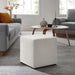 Callum 17 Inch Square Ottoman in Ivory Fabric - Woven Heathered Fabric - Upholstered Ottoman for Living Room, Ottoman Side Table, Vanity Seat - Accent Table or Footrest Ottoman