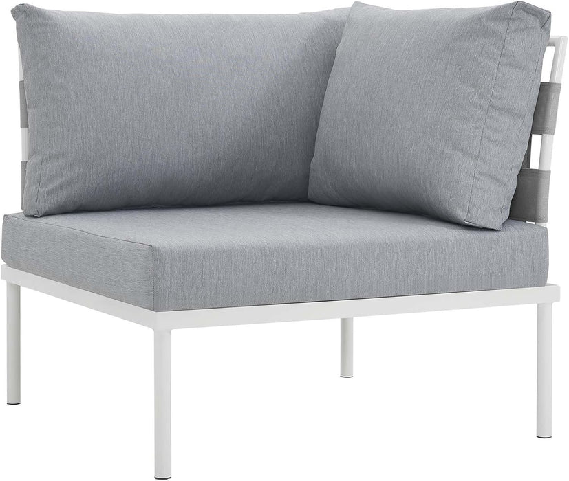 Harmony 8-Piece Aluminum Outdoor Patio Furniture Sectional Sofa Set with Cushions in White Gray