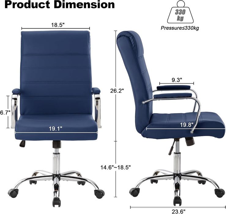 Office Desk Chair,Modern Leather Conference Room Chairs,High Back Home Ofiice Chair,Adjustable Height Swivel Executive Computer Chair with Armrest and Padded Seat,Blue