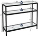 Yaheetech 39.5" Console Table with 3 Storage Shelves,Tempered Glass Sofa Table, Modern Entryway Tables with Metal Frame for Hallway Living Room Bedroom, Easy Assembly, Black
