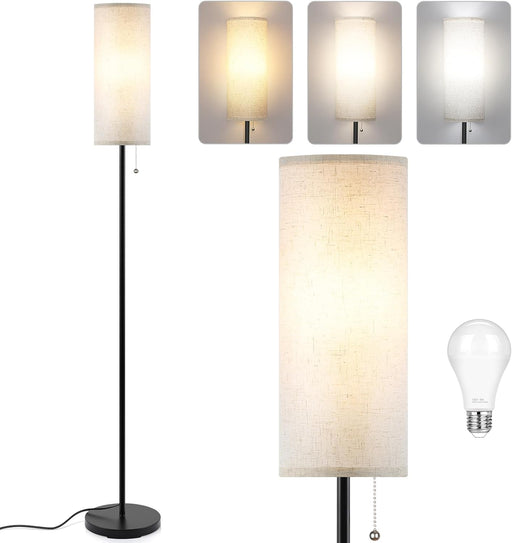 Floor Lamp for Living Room, 3 Color Temperature Modern Standing Lamps, Minimalist Pole Lamp Tall Lamps for Bedroom Living Room Office,Black