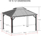 Alexander 10' X 12' Hardtop Gazebo, Aluminum Frame with Galvanized Steel Double Roof, Outdoor Permanent Pavilion with Curtains and Netting for Patio, Backyard, Deck, Lawn(Brown)