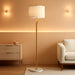 【Upgraded】Dimmable Gold Floor Lamps for Living Room, 11W LED Bulb Included, Modern Standing Lamp with Marble Base, Tall Pole Light with White Linen Shade for Bedroom Reading Office Corner Nursery