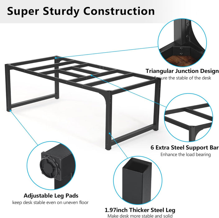 Modern Computer Desk, 78.7 X 39.4 Inch X Large Executive Office Desk Computer Table Study Writing Desk Workstation for Home Office,Rustic/Black