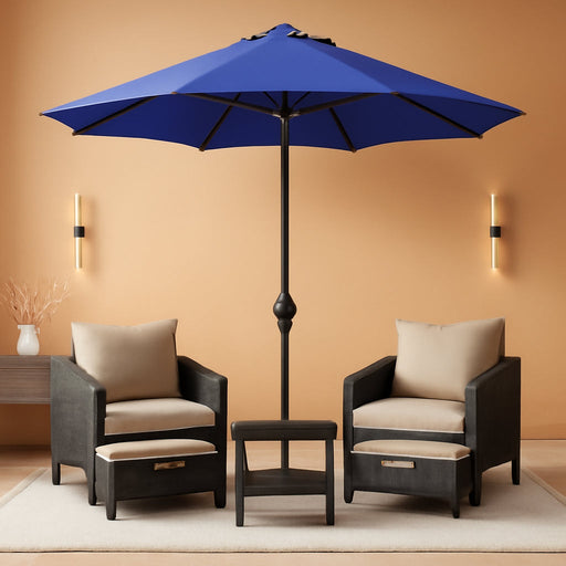 9FT Outdoor Patio Umbrella with Easy Crank - UV Resistant & Waterproof Market Umbrella with Ventilated Canopy, 8 Sturdy Ribs & Powder-Coated Frame for Garden, Deck, Backyard, Pool, Patio Table