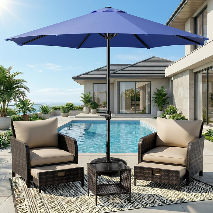9FT Outdoor Patio Umbrella with Easy Crank - UV Resistant & Waterproof Market Umbrella with Ventilated Canopy, 8 Sturdy Ribs & Powder-Coated Frame for Garden, Deck, Backyard, Pool, Patio Table