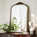 24"×32" Gold Arched Wall Mirror with Vintage Carving
