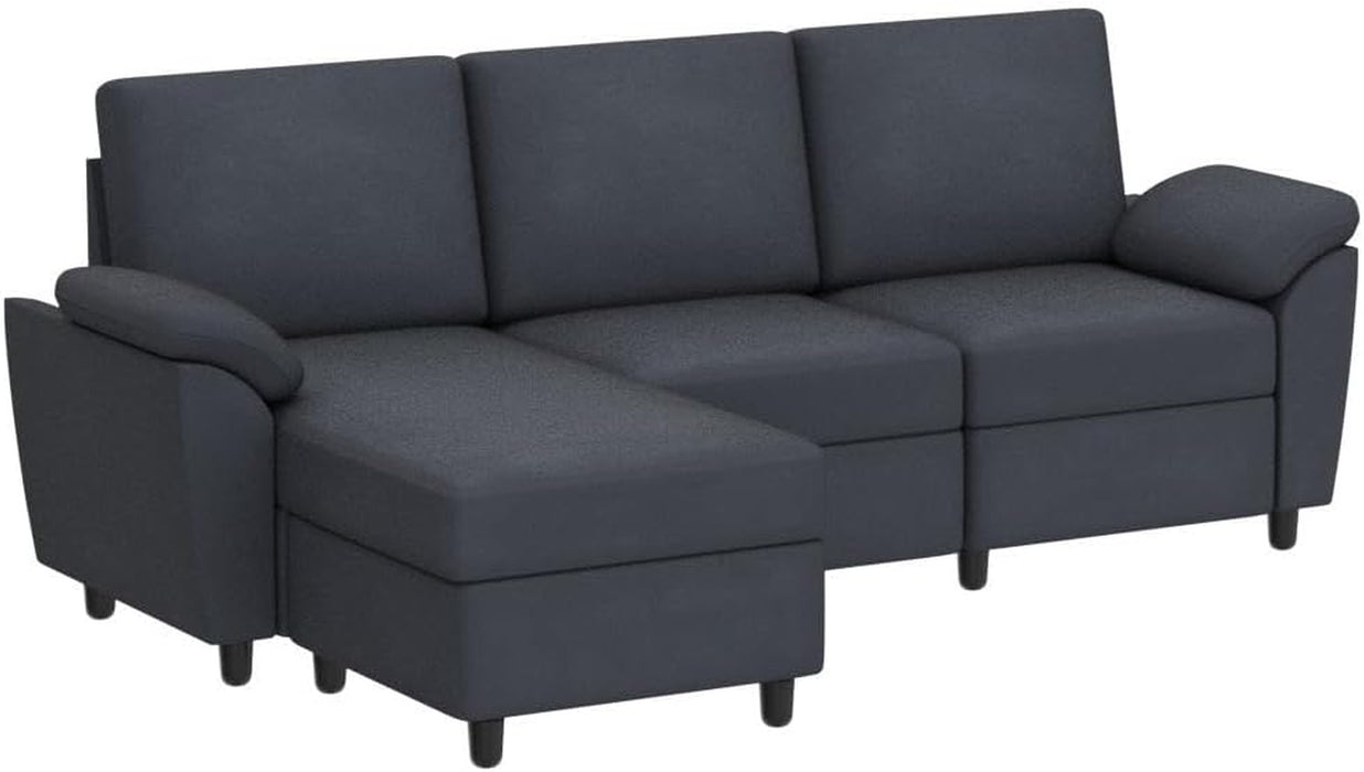 Modern Gray Linen Sectional Sofa for Living Room