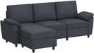 Gray Linen Sectional Sofa with Pillows