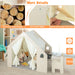 6-In-1 Kids Playhouse Wooden Indoor Play Tent W/ Blackboard, Desk Table, Chair