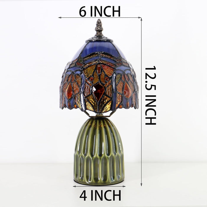 Tiffany Stained Glass Mushroom Table Lamp 12.5 Inch -Purple Jewelry