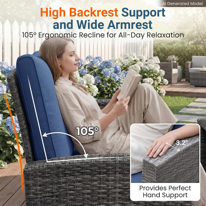 4 Piece Outdoor Wicker Patio Furniture Set for All Weather