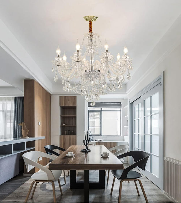 K9 Clear Crystal Chandelier 28InchDiameter 8Light Pendant