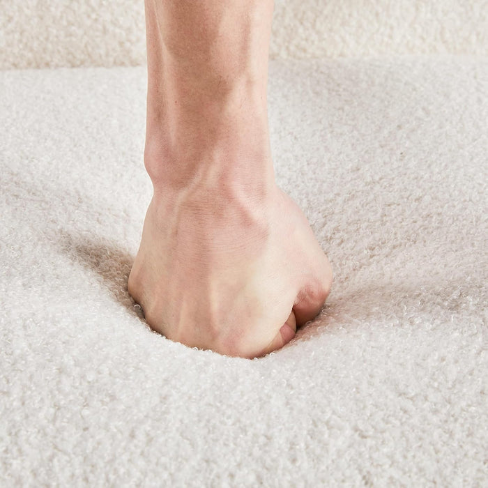 Fabric Accent Chair, Mid-Century Modern Armchair with Solid Wood Legs, Reading Leisure Chair with High Back for Living Room Bedroom Waiting Room, Set of 2, Ivory