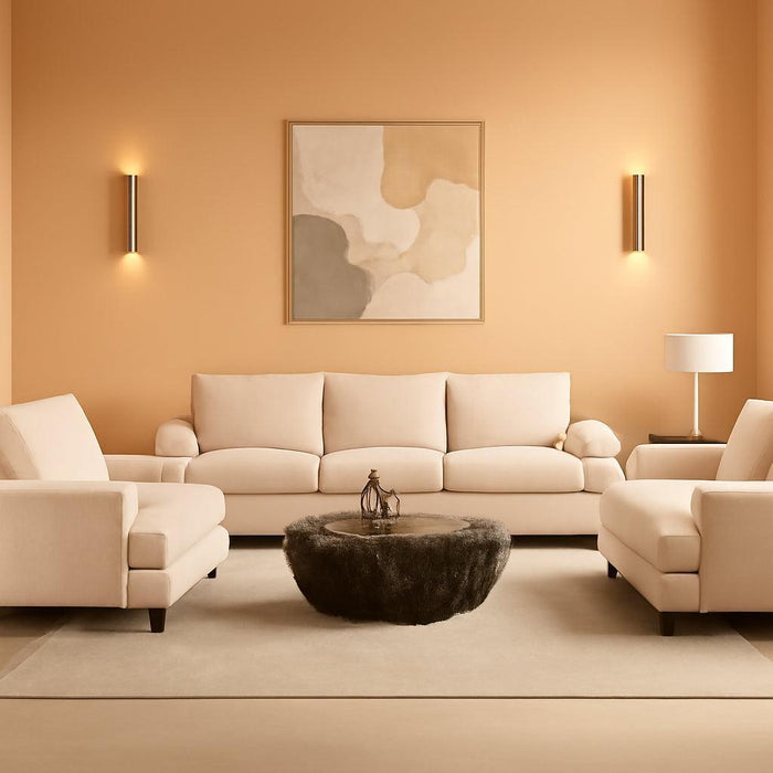 3 Pieces Sofa Sets Furniture for Living Room, Comfy 3-Seater Sofa and Loveseat and Single Sofa with Throw Pillows, Modular Sectional Sofa Couches for Living Room, Corduroy Beige