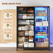 Dresser with LED Lights & Power Outlets, 8 Drawers, 54" H, Brown