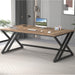 Rustic Large Computer Desk, Industrial Extra Long Home Office Desk, Wood Pc Writing Work Study Computer Table Desk, Farmhouse Workstation Gaming Executive Desk for 2 Person, Rustic Oak, 70 Inch
