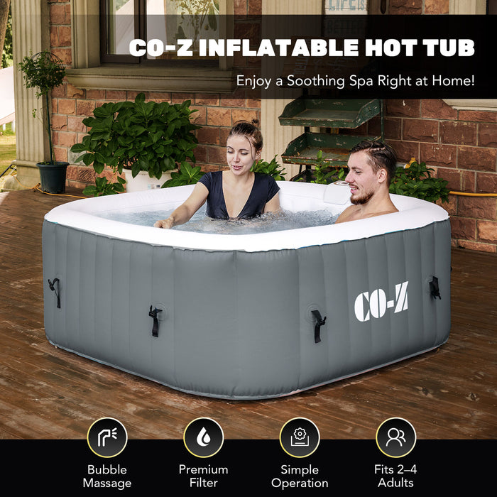 5Ft Square Inflatable Hot Tub Indoor Outdoor Spa Tub for Patio Backyard Gray