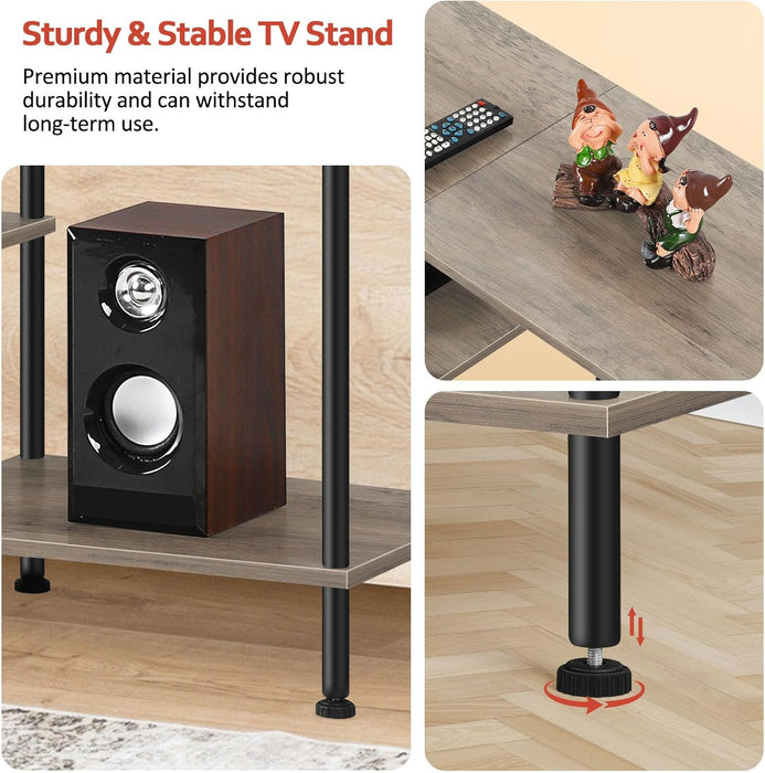 50 Inch TV Stand for Living Room Farmhouse Entertainment Center with Storage Shelves 3 Tier TV Console Table Media Cabinet for 50 43 40 32 Inch TV, Rustic Grey