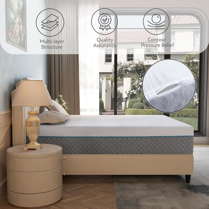 14 Inch Queen Memory Foam Mattress, Fiberglass Free Mattress Bed in a Box, Gel Mattress Medium Firm Mattress, Back Pain Relief Mattress Made in USA, Certipur-Us Certified, 60”X80”X14”, White