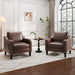 Mid-Century Modern PU Leather Accent Chair Set of 2, Chocolate Brown with Removable Cushions