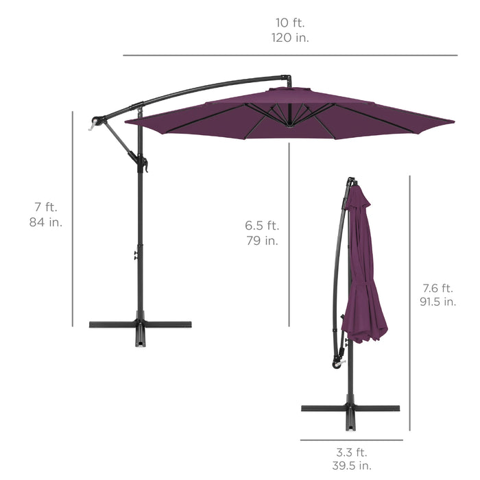 10Ft Offset Hanging Outdoor Market Patio Umbrella W/ Easy Tilt Adjustment - Amethyst Purple