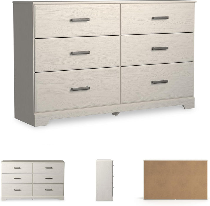 Signature Design by Ashley Stelsie 6 Drawer Bedroom Dresser, White, 60 Inch