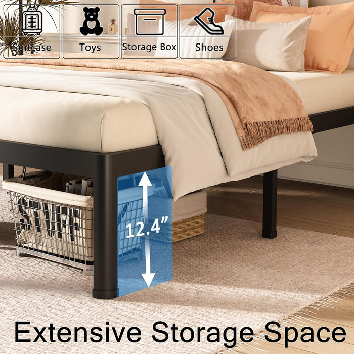14 Inch King Metal Bed Frame with Rounded Corner,Mattress Retainer