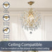 Modern Gold Pendant Chandelier Crystal Raindrop Lighting Ceiling Light Fixture Lamp for Dining Room Bathroom Bedroom Livingroom Entryway 3 E12 Bulbs Required D16 in X H18 In