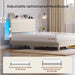 Full Bed Frame with Adjustable Headboard & LED, Upholstered, Beige