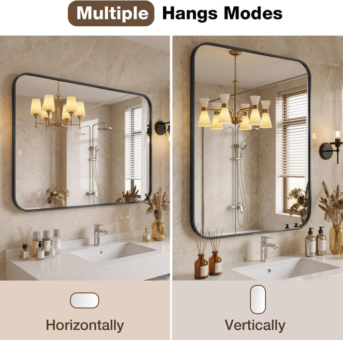 24"X36" Bathroom Mirrors for over Sink, Matte Black Rectangle Vanity Mirror