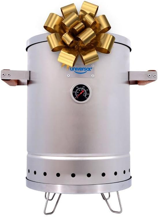 Portable Charcoal Smoker (6 Lb) Capacity, Stainless Steel Barrel Smoker Grill Combo, Vertical BBQ Smoker with Thermometer & Airflow Control, for Camping, Backyard, Tailgating