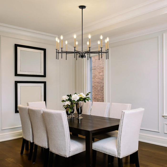 Modern Farmhouse Black and Gold Chandeliers for Dining Room